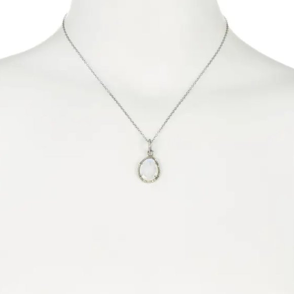 NEW Adornia Beckett Moonstone Slice Diamond Halo Black Rhodium Sterling Silver - Picture 2 of 2